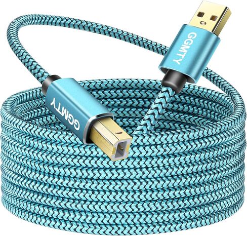 كابل طابعة GGMTY بطول 25 قدم، كابل طابعة USB USB 2.0 نوع A ذكر إلى B ذكر سلك ماسح ضوئي عالي السرعة كابل USB للطابعة متوافق مع HP وCanon وDell وEpson وطابعة Xerox والمزيد in Kuwait