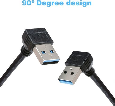 كابل تمديد USB 3.0 - زاوية يسار ويمين - ذكر إلى أنثى - حزمة من قطعتين (زاوية سوداء لأعلى وأسفل) in Kuwait