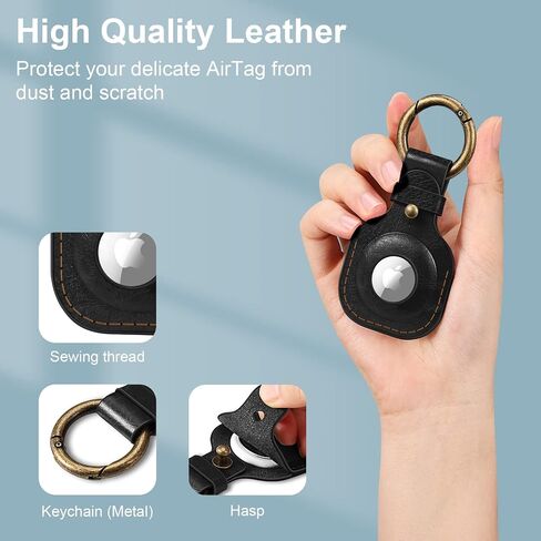 Fintie Protective Case Holder for AirTag Tracker with Keychain, Vegan Leather Anti-Lost & Scratch Resistance Key Ring Cover Compatible with Apple AirTags 2021 Finder for Wallet, Luggage, Pets,Brown in Kuwait