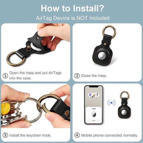 Fintie Protective Case Holder for AirTag Tracker with Keychain, Vegan Leather Anti-Lost & Scratch Resistance Key Ring Cover Compatible with Apple AirTags 2021 Finder for Wallet, Luggage, Pets,Brown in Kuwait