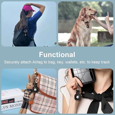 Fintie Protective Case Holder for AirTag Tracker with Keychain, Vegan Leather Anti-Lost & Scratch Resistance Key Ring Cover Compatible with Apple AirTags 2021 Finder for Wallet, Luggage, Pets,Brown in Kuwait