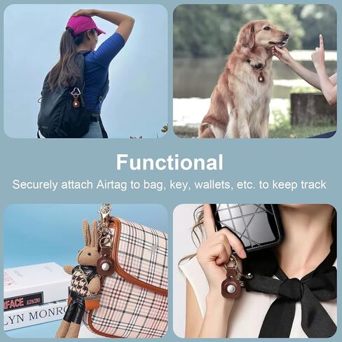 Fintie Protective Case Holder for AirTag Tracker with Keychain, Vegan Leather Anti-Lost & Scratch Resistance Key Ring Cover Compatible with Apple AirTags 2021 Finder for Wallet, Luggage, Pets,Brown in Kuwait