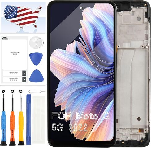 استبدال شاشة LCD لموتورولا Moto G 5G 2022 لشاشة Moto G 5G 2022 XT2213 XT2213-3 XT2213DL LCD مجموعة عرض رقمية تعمل باللمس مع أدوات إصلاح (أسود مع إطار) in Saudi Arabia