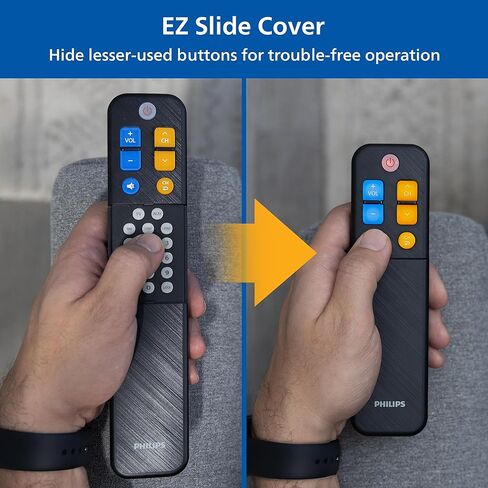 فيليبس Elite EZ Slide جهاز تحكم عن بعد عالمي بجهازين، أسود، لكبار السن وكبار السن، تلفزيون/كابل/قمر صناعي - SRP9012B/27 in Kuwait