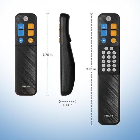 فيليبس Elite EZ Slide جهاز تحكم عن بعد عالمي بجهازين، أسود، لكبار السن وكبار السن، تلفزيون/كابل/قمر صناعي - SRP9012B/27 in Kuwait