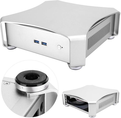 حقيبة ألعاب كمبيوتر صغيرة، حقيبة كمبيوتر صغيرة HTPC ITX PC Gamer، هيكل سطح مكتب عمودي وأفقي مناسب للكمبيوتر الصوتي والمرئي في الفندق المنزلي (أحمر خمري أو فضي) (فضي) in Kuwait