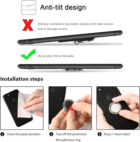 ICHECKEY حامل حلقي للهاتف الذكي MIRROR SERIES أنيق 360 درجة حامل حلقي قابل للتعديل ومسند تثبيت لهاتف iPhone 7/7 Plus وGalaxy S8/S8 Plus وجميع الجرابات/الهواتف تقريبًا (ذهبي وردي) in Kuwait