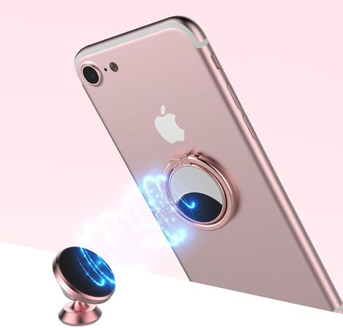 ICHECKEY حامل حلقي للهاتف الذكي MIRROR SERIES أنيق 360 درجة حامل حلقي قابل للتعديل ومسند تثبيت لهاتف iPhone 7/7 Plus وGalaxy S8/S8 Plus وجميع الجرابات/الهواتف تقريبًا (ذهبي وردي) in Kuwait