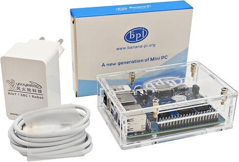 youyeetoo Banana Pi BPI-M5 Amlogic S905X3 Single Board Computer with 4GB RAM and 16G eMMC for AIOT Support Android Debian Raspberry Pi Replacement (with case) in Kuwait