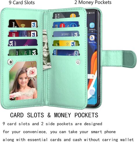 NJJEX Galaxy S20 Plus Case, for Samsung Galaxy S20+ S20 Plus Wallet Case （6.7", [9 Card Slots] PU Leather ID Credit Holder Folio Flip [Detachable] Kickstand Magnetic Phone Cover & Lanyard [Rose Gold] in Kuwait