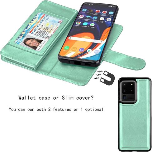 NJJEX Galaxy S20 Plus Case, for Samsung Galaxy S20+ S20 Plus Wallet Case （6.7", [9 Card Slots] PU Leather ID Credit Holder Folio Flip [Detachable] Kickstand Magnetic Phone Cover & Lanyard [Rose Gold] in Kuwait