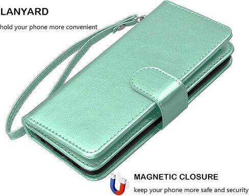 NJJEX Galaxy S20 Plus Case, for Samsung Galaxy S20+ S20 Plus Wallet Case （6.7", [9 Card Slots] PU Leather ID Credit Holder Folio Flip [Detachable] Kickstand Magnetic Phone Cover & Lanyard [Rose Gold] in Kuwait