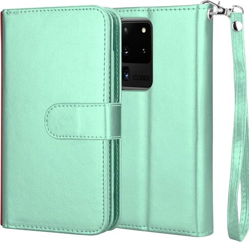 NJJEX Galaxy S20 Plus Case, for Samsung Galaxy S20+ S20 Plus Wallet Case （6.7", [9 Card Slots] PU Leather ID Credit Holder Folio Flip [Detachable] Kickstand Magnetic Phone Cover & Lanyard [Rose Gold] in Kuwait