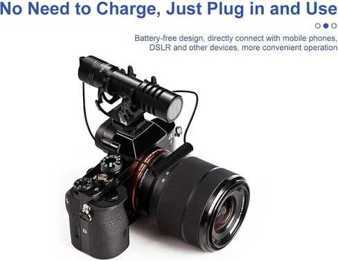 ميكروفون فيديو كاميرا LituFoto مع وظيفة المراقبة، ميكروفون احترافي للهواتف الذكية، Canon، Nikon، Sony DSLR، Interview videomicro مثالي لتسجيل YouTube... (مقبس 3.5 ملم) in Saudi Arabia