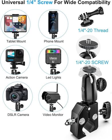 Metal Mic Stand iPad Holder Mount, woleyi Phone Tablet Holder for Microphone Stand, 360° Swivel Adjustable Music Tablet Camera Clamp with 1/4'' Screw for iPad Pro 12.9/Air/Mini, Tabs, iPhone (4.7-13") in Saudi Arabia