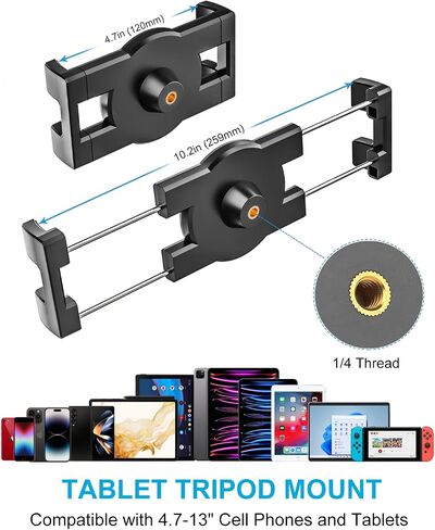 Metal Mic Stand iPad Holder Mount, woleyi Phone Tablet Holder for Microphone Stand, 360° Swivel Adjustable Music Tablet Camera Clamp with 1/4'' Screw for iPad Pro 12.9/Air/Mini, Tabs, iPhone (4.7-13") in Saudi Arabia