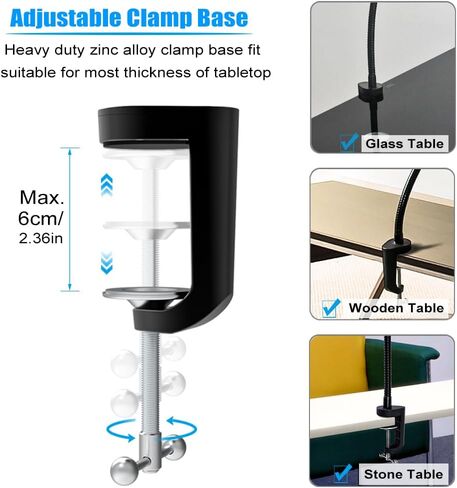 حامل الكمبيوتر اللوحي Charchendo لسرير المكتب يناسب أجهزة 4-13 بوصة، حامل هاتف بمشبك طويل الذراع مع حامل تابلت من الألومنيوم معقوف متوافق مع iPad Pro 12.9/Air/Mini، iPhone، Fire HD، Switch، Galaxy Tab in Kuwait