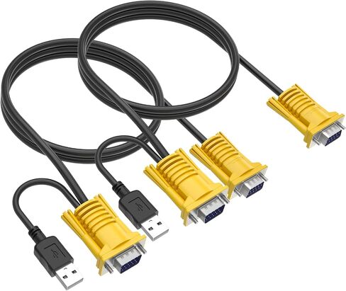 Yinker VGA KVM Cable 5ft، USB VGA 2in1 KVM Cable for VGA KVM Switch (2pack، 1.5m) in Kuwait