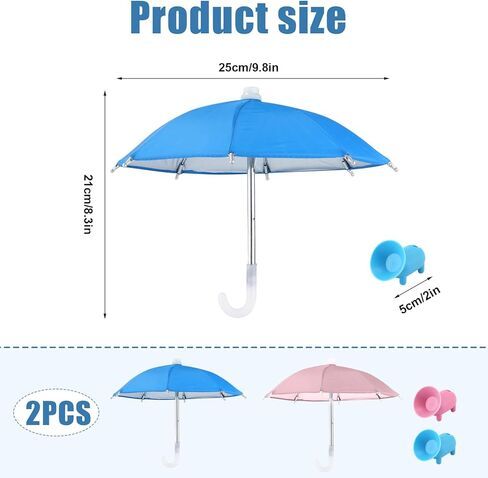 قطعتان من مظلة الهاتف الخلوي، حامل مظلة للهاتف المحمول متعدد الوظائف لمظلة ظل الهاتف اللطيفة من الشمس مع كوب شفط أصبع قابل للتعديل ومظلة حامل للهاتف وقبضة الهاتف (أزرق ووردي) in Kuwait