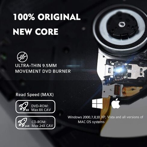 محرك أقراص DVD خارجي، نمط ماسي USB 3.0 مع منفذ من النوع C، مشغل ناسخ محرك الأقراص الضوئية النحيف المحمول وكاتب أقراص CD DVD +/- RW ROM متوافق مع الكمبيوتر المحمول وسطح المكتب MacBook Mac Win7/8/10 Linux in Kuwait