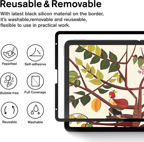 واقي شاشة KCT Paperfeel Pro متوافق مع iPad Pro 12.9 بوصة 2022 و2021 و2020 و2018 (السادس والخامس والرابع والثالث)، قابل لإعادة الاستخدام ومضاد للتوهج وغير لامع متوافق مع قلم Apple للكتابة in Kuwait