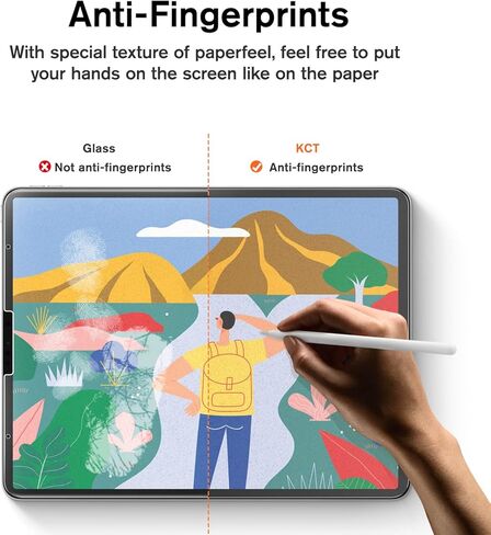 واقي شاشة KCT Paperfeel Pro متوافق مع iPad Pro 12.9 بوصة 2022 و2021 و2020 و2018 (السادس والخامس والرابع والثالث)، قابل لإعادة الاستخدام ومضاد للتوهج وغير لامع متوافق مع قلم Apple للكتابة in Kuwait