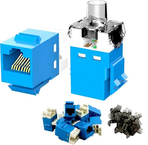 BASGI 180° RJ45 Keystone Jack، متوافق مع Cat6، 10 عبوات Cat6 Keystone Jacks - أزرق in Kuwait