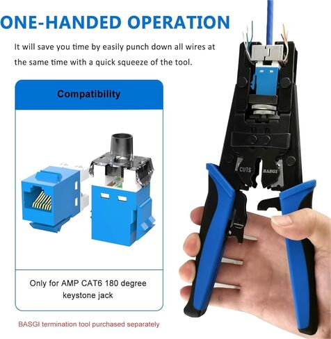 BASGI 180° RJ45 Keystone Jack، متوافق مع Cat6، 10 عبوات Cat6 Keystone Jacks - أزرق in Kuwait