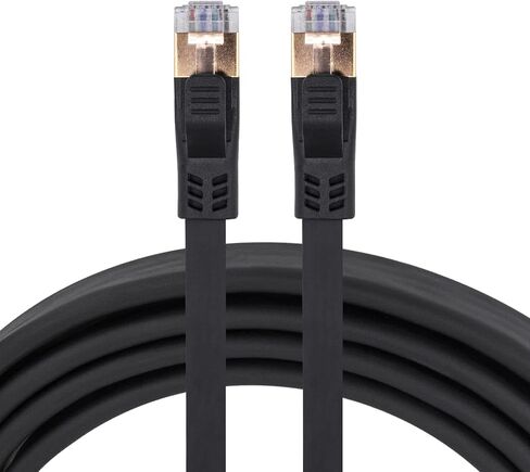 Boobrie Black Flat Cable 1M (3.28ft) CAT8 Gold Plated Head RJ45 High Speed Network Cable 26AWG 2000Mhz 40GBps for Router, Modem in Saudi Arabia