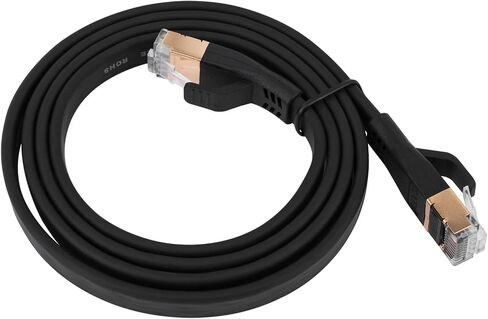 Boobrie Black Flat Cable 1M (3.28ft) CAT8 Gold Plated Head RJ45 High Speed Network Cable 26AWG 2000Mhz 40GBps for Router, Modem in Saudi Arabia