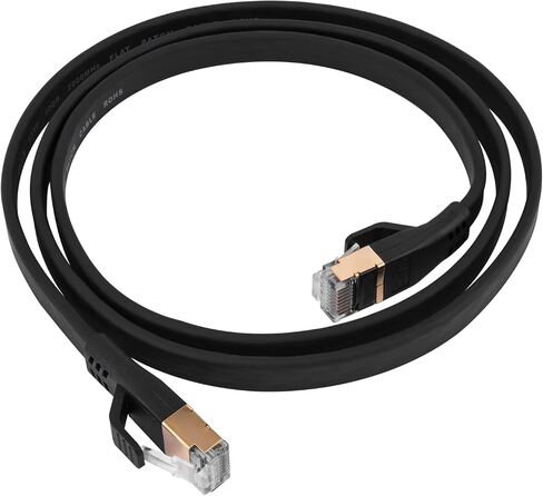 Boobrie Black Flat Cable 1M (3.28ft) CAT8 Gold Plated Head RJ45 High Speed Network Cable 26AWG 2000Mhz 40GBps for Router, Modem in Saudi Arabia
