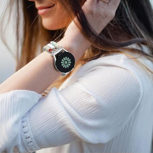 Newlibery Natural Stone Bracelet Beaded Band Women 20mm Compatible with Samsung Galaxy Watch 7/6/5/4/Active 2/4 Classic/6 Classic/5 Pro/FE 40mm 42mm 43mm 44mm 45mm 46mm 47mm in Saudi Arabia