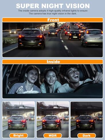 كاميرا PRUVEEO Dash Cam، كاميرا 4 قنوات FHD 1080Px4، أمامي يسار يمين وخلفي، أمامي وخلفي من الداخل، GPS WiFi مدمج، مرشح CPL للعدسة المستقطبة، بطاقة Micro SD مجانية سعة 256 جيجابايت، D904CH-MINI in Kuwait