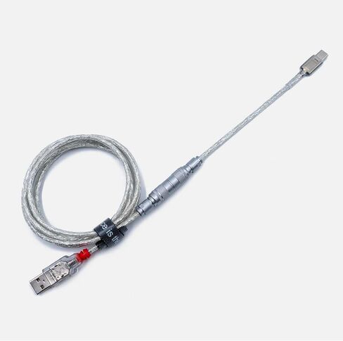 كابلات الفضاء Lindy Cable YC8 USB C للوحة مفاتيح الألعاب الميكانيكية، موصل معدني قابل للفصل، 1.5 متر USB-C إلى USB-A، شفاف in Kuwait