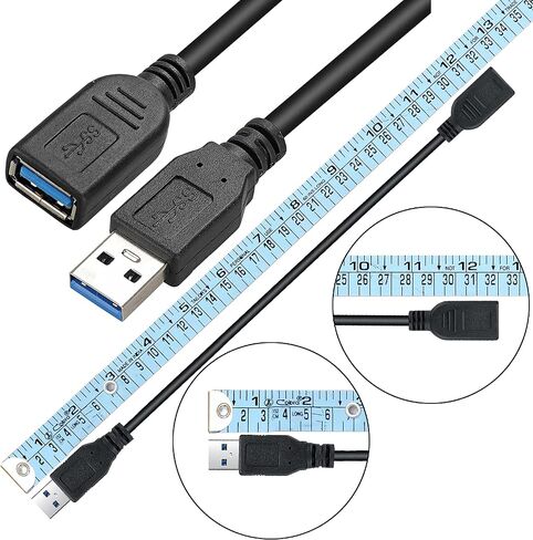 SaiTech IT 2 Pack Short Length 30cm USB 3.0 Extension Cable, USB 3.0 A Male to Female Extender Cable - Black in Kuwait
