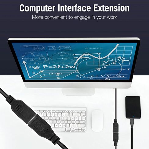 SaiTech IT 2 Pack Short Length 30cm USB 3.0 Extension Cable, USB 3.0 A Male to Female Extender Cable - Black in Kuwait