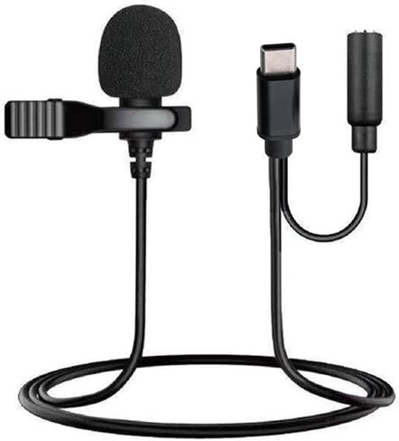Xtreme Tech Type-C Clip-On Microphone, Built-in Wind Muff, 5ft Cable/Type-C Connector, Plug and Play to Smartphone/Camera in Saudi Arabia