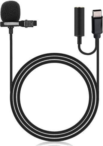 Xtreme Tech Type-C Clip-On Microphone, Built-in Wind Muff, 5ft Cable/Type-C Connector, Plug and Play to Smartphone/Camera in Saudi Arabia