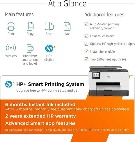 طابعة HP OfficeJet Pro 9015e لاسلكية متعددة الإمكانات ملونة مع حبر فوري إضافي لمدة 6 أشهر مع HP+ (1G5L3A)، رمادي in Saudi Arabia