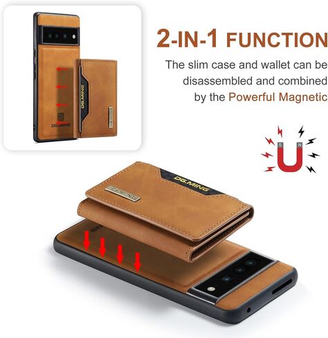 Wallet Case for Google Pixel 7 Pro, DG.MING Premium Leather Phone Case Back Cover Magnetic Detachable with Trifold Wallet Card Holder Pocket for Google Pixel 7 Pro (Black) in Kuwait