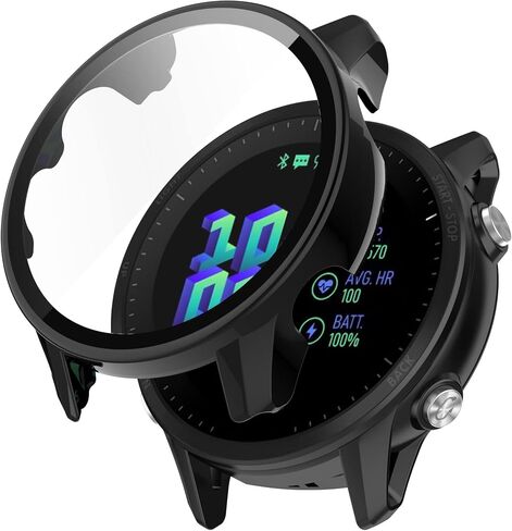 حافظة واقية متوافقة مع Garmin Forerunner 955/955 حافظة حماية للشاشة الشمسية مع غطاء ممتص للصدمات من الزجاج المقسى عالي الدقة لجهاز Forerunner 955/955 Solar (3 أسود) in Kuwait