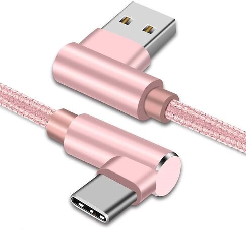 Right Angle USB C Cable, Type C 90 Degree Cable, Braided USB Type C Long Cord Fast Charging Sync Cable for Samsung Galaxy S20 S10 S10E S9 S8 Plus Note 10 9 LG etc. (3Pack 3FT 6FT 10FT) (Silver Grey) in Kuwait