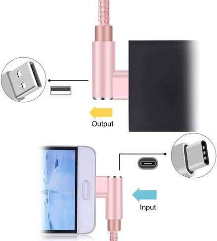 Right Angle USB C Cable, Type C 90 Degree Cable, Braided USB Type C Long Cord Fast Charging Sync Cable for Samsung Galaxy S20 S10 S10E S9 S8 Plus Note 10 9 LG etc. (3Pack 3FT 6FT 10FT) (Silver Grey) in Kuwait