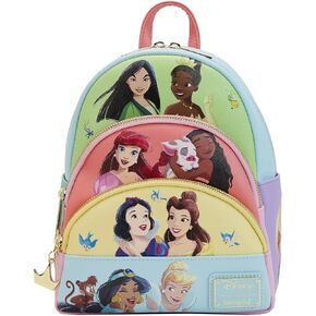 Loungefly Disney Triple Pocket Mini Backpack Princess Collage Official Mini Backpack, Blue in Saudi Arabia