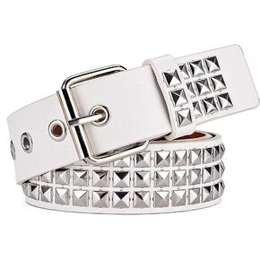 Punk Leather Belt,Women Men Goth Pyramid Studded Square Beads Rivet Jeans Belts in Saudi Arabia