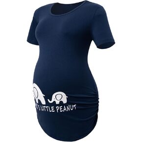 Maternity Shirts Short Sleeve Women's Maternity Tops Funny Pregnancy Ruched Sides Casual Shirt