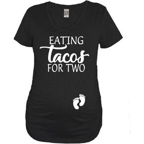 It's Your Day Clothing Eating Tacos for Two Women's Maternity Shirt Pregnancy Announcement Tee in Kuwait