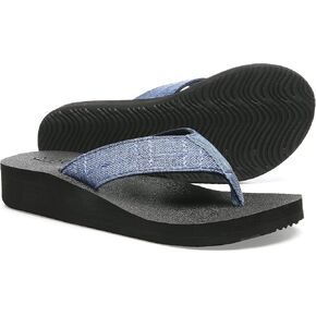 QLEYO Women's Platform Flip Flop with Arch Support, Comfortable Yoga Mat Wedge Flip-Flops, Athletic Walking Thong Slippers for Vacation/Shopping Mall/Wandering/Gathering