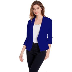 Women's Soft Stretchy Lightweight Cardigan Blazer One Button 3/4 Ruched Sleeve Business Casual Blazer Jackets in Saudi Arabia