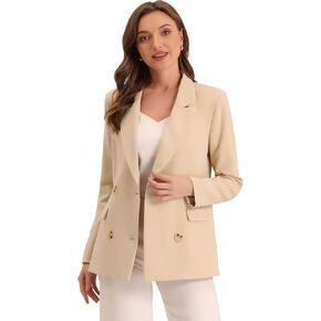 Allegra K Women's Notched Lapel Double Breasted Work Formal Blazer Jacket in Saudi Arabia